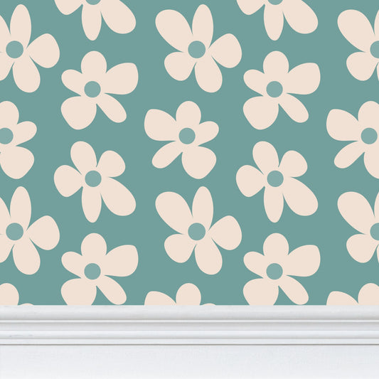 DAISY RETRO AQUA FLOWERS